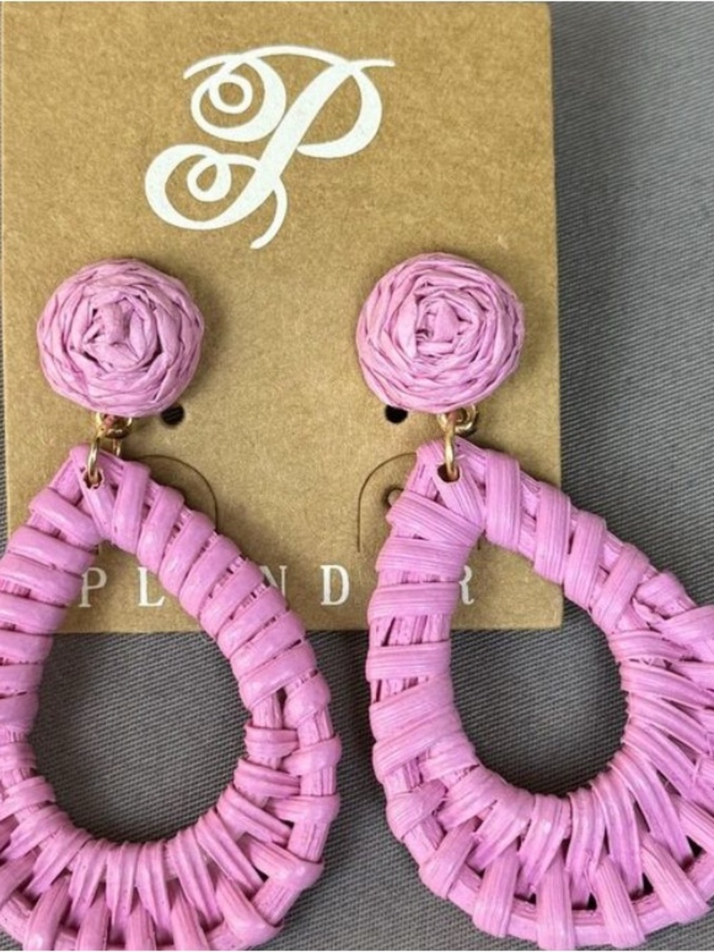 Plunder Bubble Gum Pink Woven Teardrop Pierced Earrings